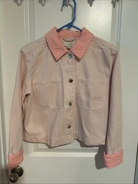 Light Pink Corduroy Trucker Jacket -